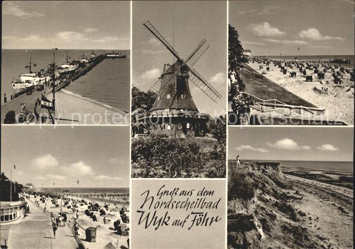 Wyk Foehr Seebruecke Windmuehle Strand Steilkueste