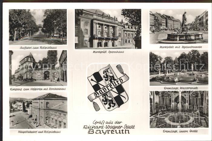 Bayreuth Festspielhaus Auffahrt Opernhaus Marktplatz Neptunbrunnen Hofgarten Sto