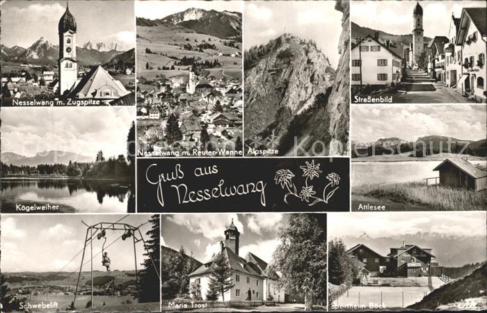 Nesselwang Allgaeu Bayern Strassenbild Koegelweiher Schwebelift