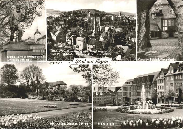 Siegen Westfalen Marktplatz Fruehling am Oberen Schloss