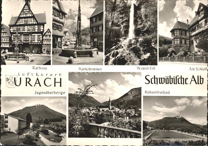 Urach Bad Wasserfall Rathaus Marktbrunnen Am Schloss