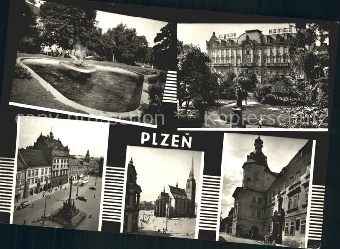 Plzen Pilsen Kirche Slovan Hotel Brunnen