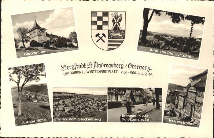 St Andreasberg Harz Glockenturm Blick von Drei Jungfern Auf der Hoehe Glockenber