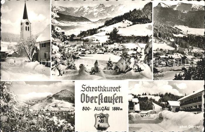 Oberstaufen Oberallgaeu Bayern Kirche Total Panorama Dorfpartie im Winter