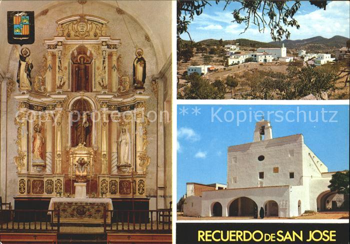 Ibiza Islas Baleares Iglesia de San Jose Retablo y exteriores
