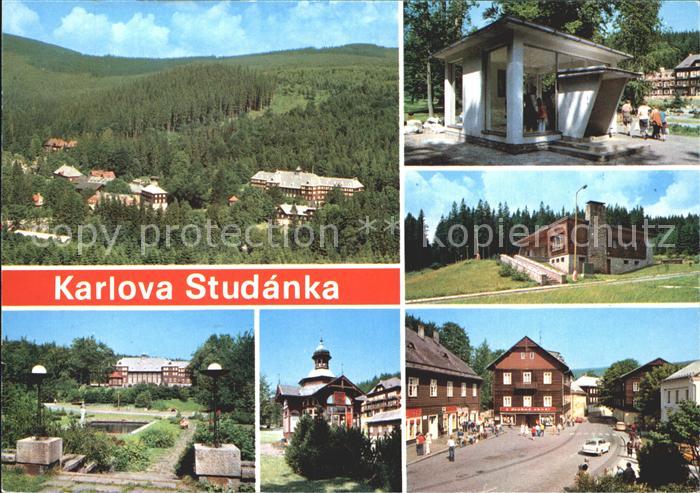 Karlova Studanka Panorama Orts und Teilansichten Strassenpartie