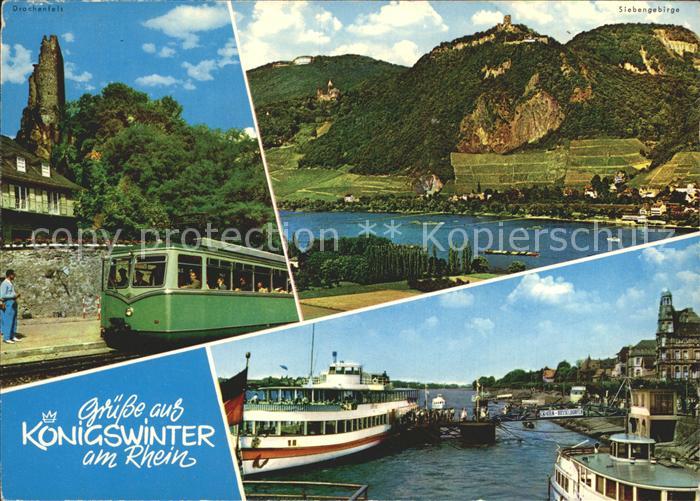 Koenigswinter am Rhein mit Drachenfelsbahn Drachenfelsruine Siebengebirge Dampfe