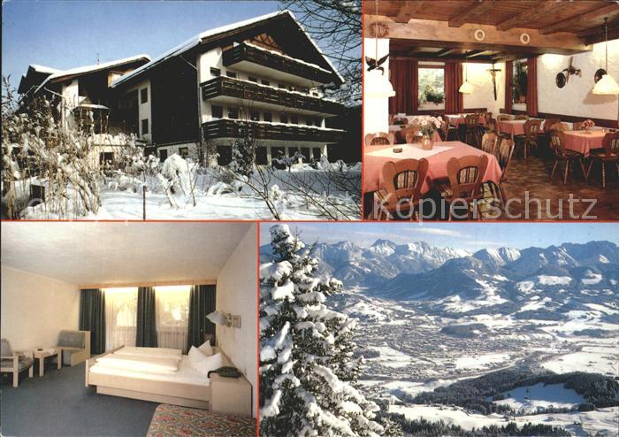 Sonthofen Oberallgaeu Hotel Gruenten Gastraum Zimmer Panorama