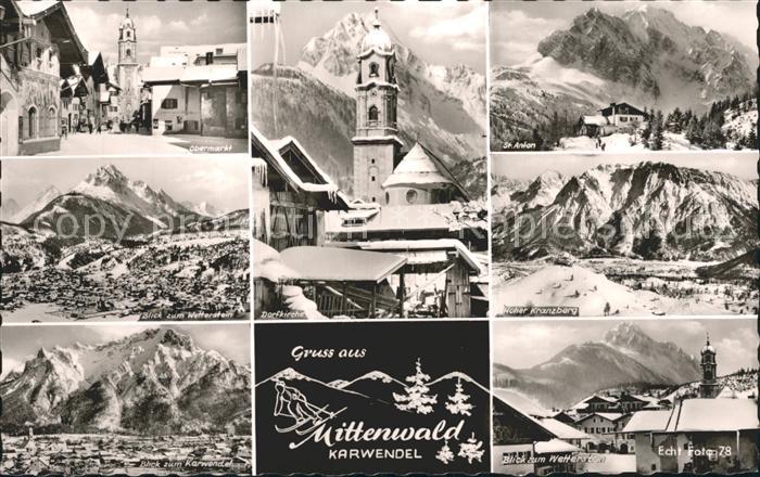 Mittenwald Karwendel Tirol Obermarkt Dorfkirche Hoher Kranzberg Wetterstein Dorf