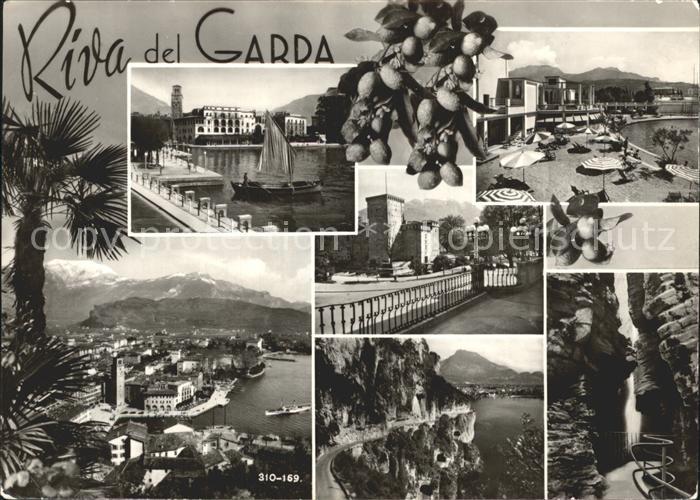 Riva del Garda Total und Teilansichten Strand Felsenweg