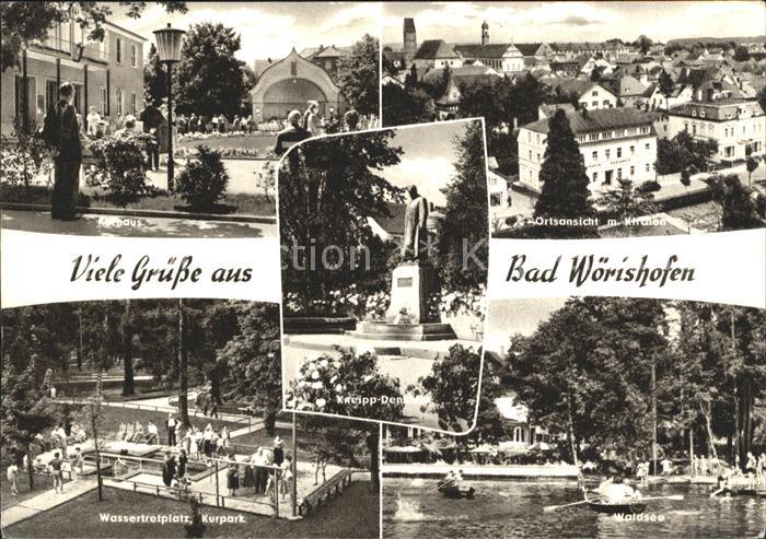 Bad Woerishofen Kurhaus Ortsblick mit Kirchen Wassertretplatz Kurpark Waldsee