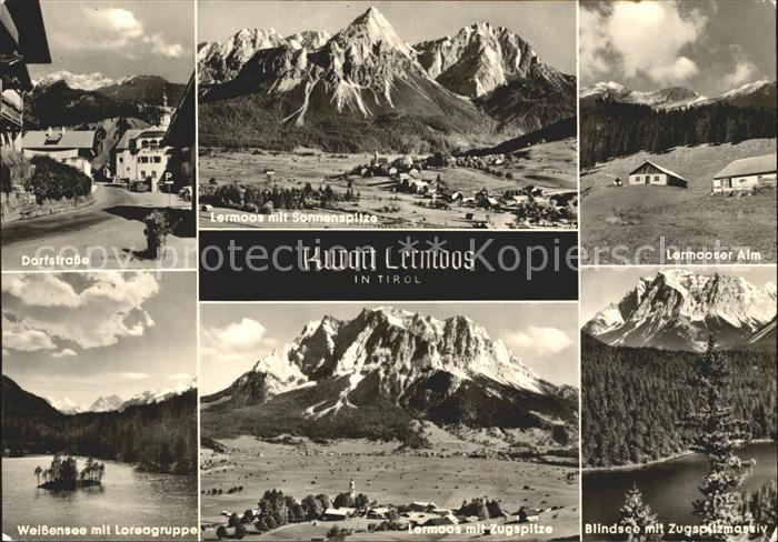 Lermoos Tirol Dorfstrasse Ortsansicht mit Sonnenspitze Lermooser Alm Weissensee