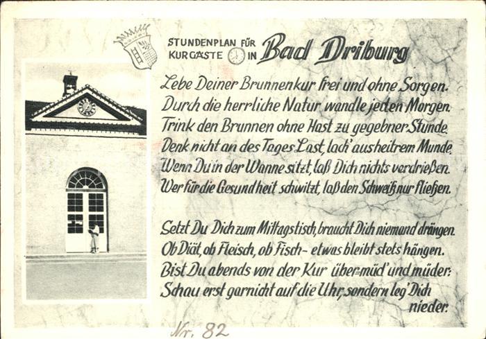 Bad Driburg Kurhaus Stundenplan in Gedichtform