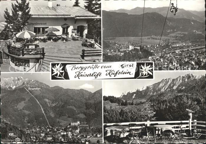 Kufstein Tirol Gasthof Aschenbrenner Terrasse Kaiserlift Totalansicht