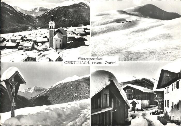 Obertilliach Ortsblick Kirche Panorama Wegekreuz Dorfpartie