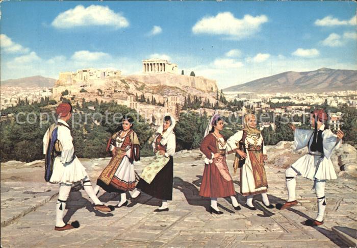 Athen Griechenland Danses Helleniques Hellenische Tracht Tanz Akropolis