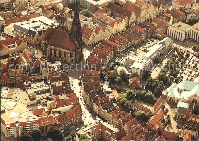 Muenster Westfalen Stadtzentrum St Lambertikirche Prinzipalmarkt Fliegeraufnahme