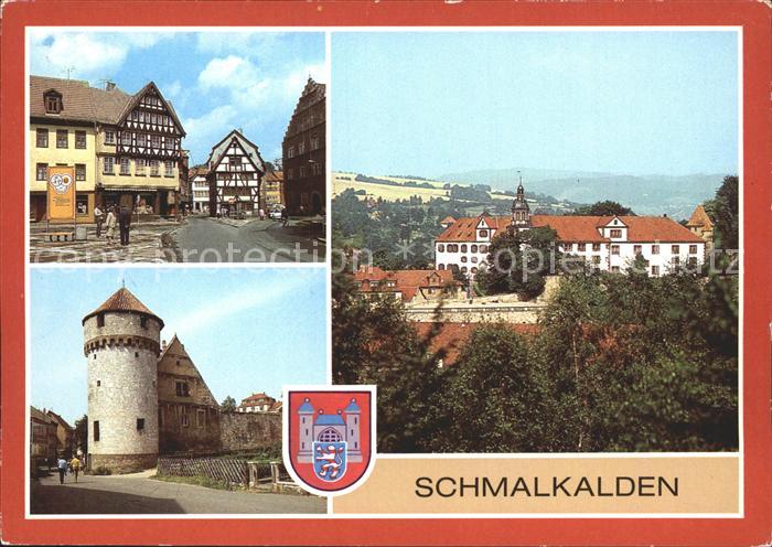 Schmalkalden Thueringen Altmarkt Pulverturm Schloss Wilhelmsburg Wappen