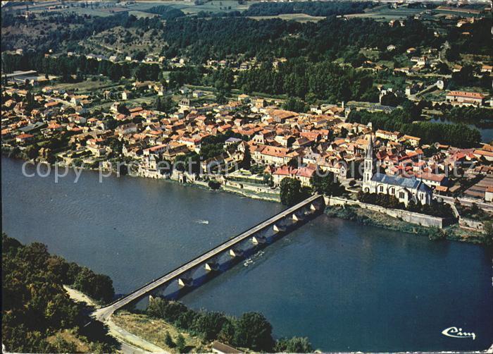 Lalinde Vue generale aerienne Pont Eglise