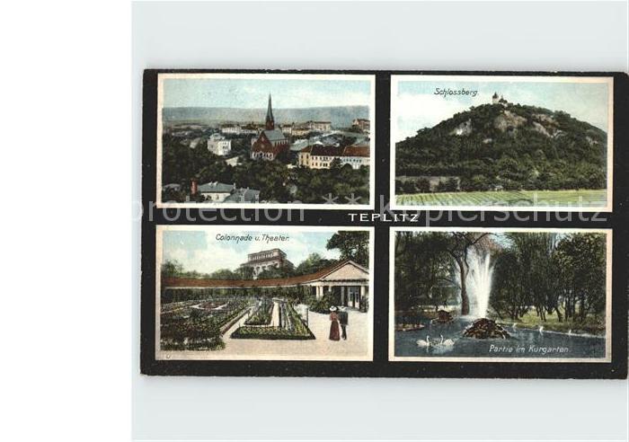 Teplitz-Schoenau Teplice Schlossberg Colonnade Theater Kurgarten