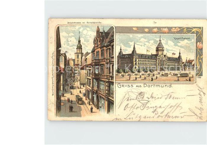 DORTMUND  CITY Kaiserl. Postamt Brueckstrasse Reinoldkirche