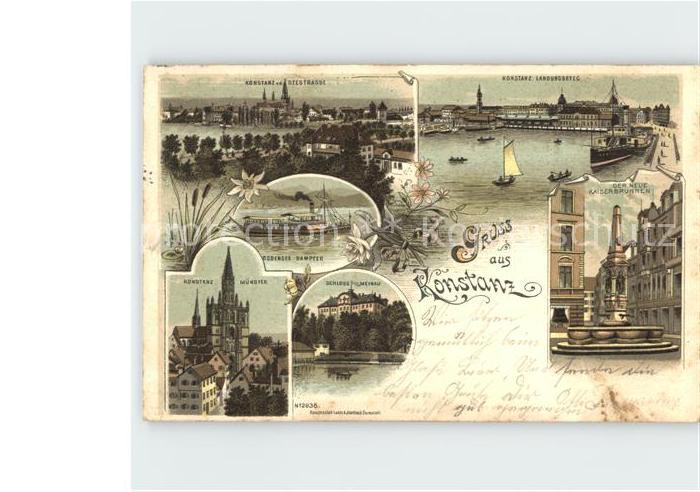 Konstanz Bodensee Dampfer Landungssteg Neue Kaiserbrunnen Schloss Meinau