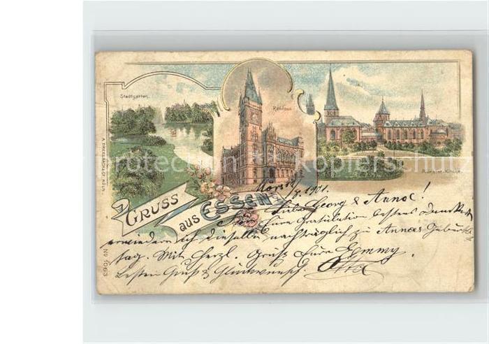 Essen Ruhr Stadtgarten Rathaus Muenster-Kirche