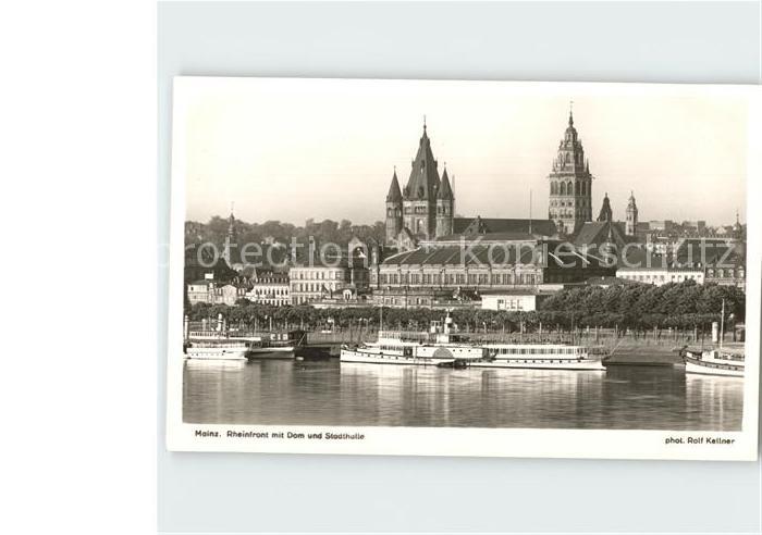 Dampfer Seitenrad Friedrich Mainz Rheinfront Dom Stadthal