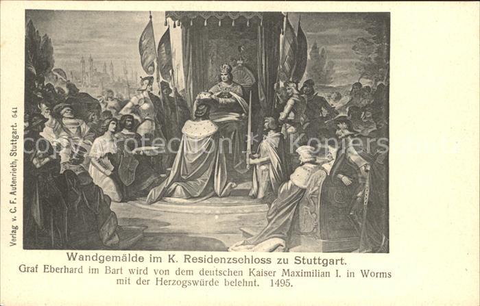 STUTTGART  CITY Wandgemaelde K. Residenzschloss Graf Eberhard Bart Kaiser Maximi