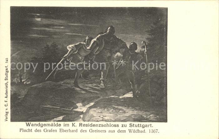 STUTTGART  CITY Wandgemaelde K. Residenzschloss Flucht Grafen Eberhard Greiners