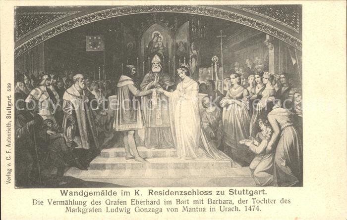 STUTTGART  CITY Wandgemaelde K. Residenzschloss Vermaehlung Grafen Eberhard Bart