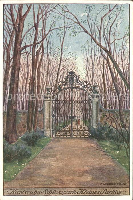 Karlsruhe Schlosspark Kleines Parktor Kuenstlerkarte K. Weickgenannt