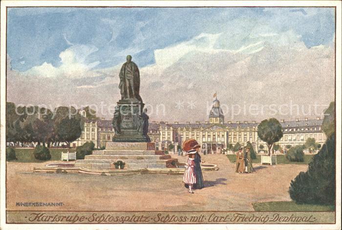Karlsruhe Schlossplatz Schloss Carl-Friedrich-Denkmal