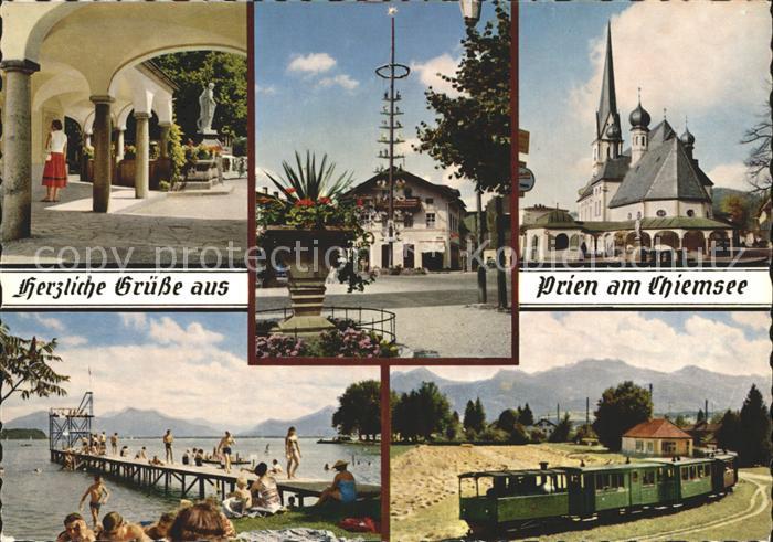 Prien Chiemsee Marktbrunnen Maibaum Chiemsee-Bahn