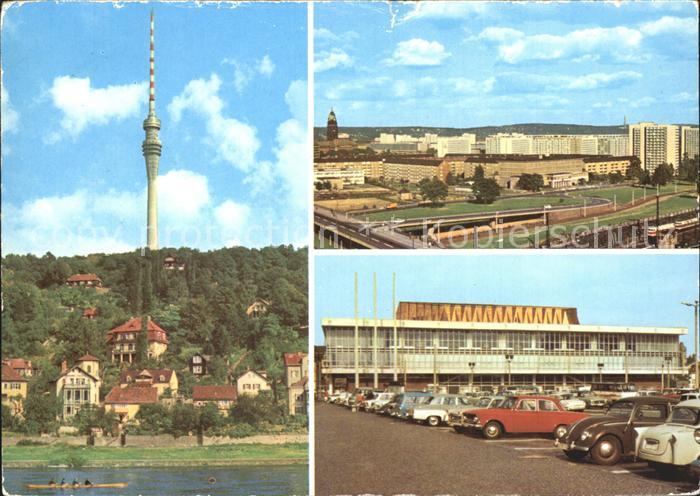 DRESDEN Elbe Fernsehturm Wachwitz Hochstrasse Kulturpalast