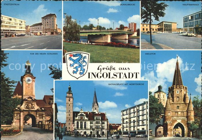 INGOLSTADT CITY Rathausplatz Moritzkirche Kreuztor Hauptbahnhof Donaubruecke