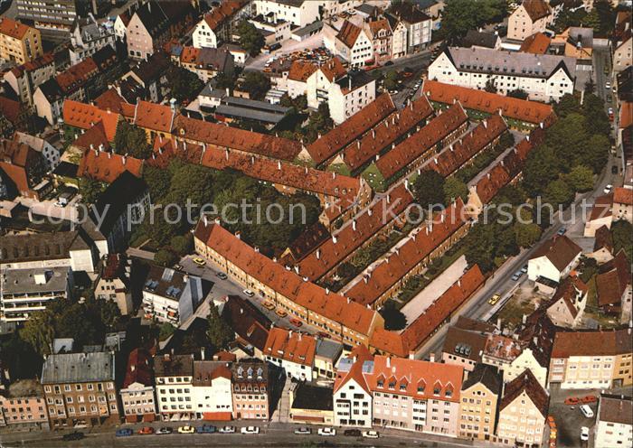 Augsburg Fliegeraufnahme Fuggerei