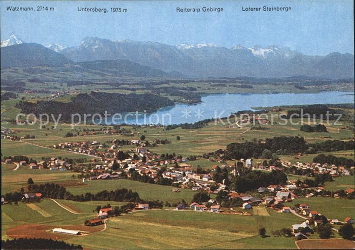 Wallersee Fliegeraufnahme Watzmann Untersberg Reiteralp Loferer Steinberge