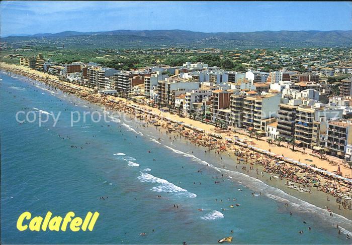 Calafell Fliegeraufnahme Teilansicht mit Strand
