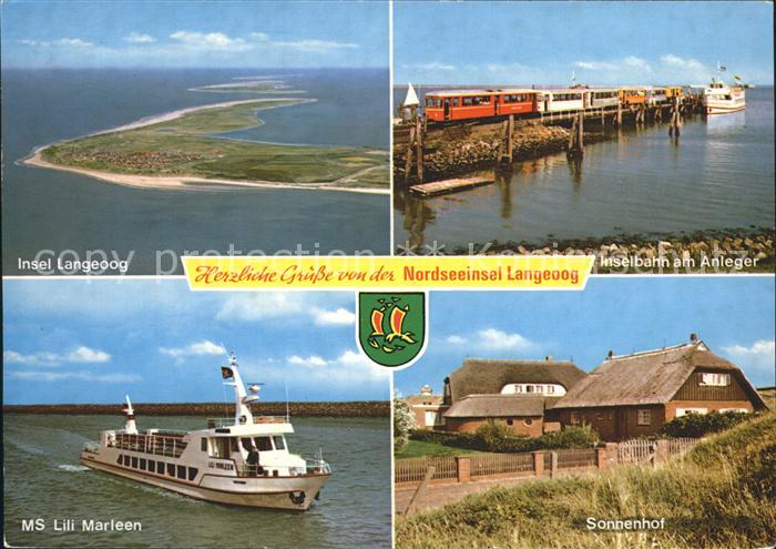 Langeoog Nordseebad Inselbahn am Anleger MS Lili Marleen Sonnenhof