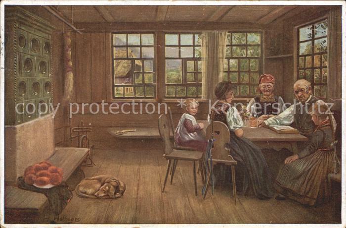 Hoffmann Heinrich Sonntagsfrieden Trachten Hund Bollenhut - P O S T K A R T E -