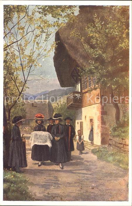 Hoffmann Heinrich Kindtaufe Trachten Schwarzwald Bollenhut - P O S T K A R T E -
