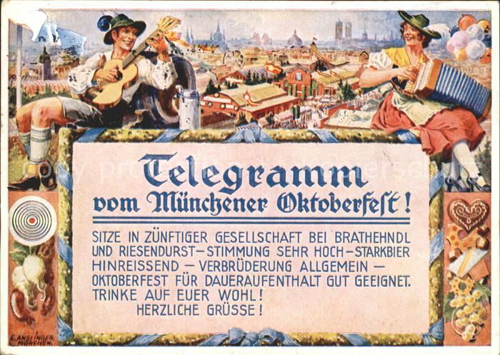 Oktoberfest Muenchen Telegramm Gitarre Handharmonika