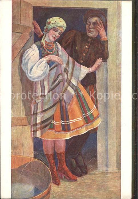 Kuenstlerkarte E. Dargiewicz Zaloty Trachten Polen