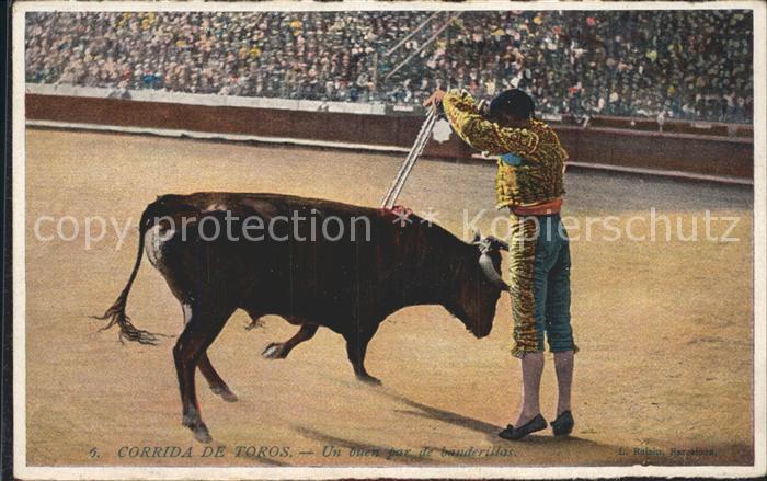 Stierkampf Corrida de Toros Un buen par de banderi