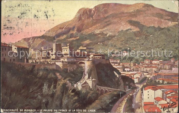 Verlag Tucks Oilette Nr. 17 Monte-Carlo Palais du Prince Tete de Chien