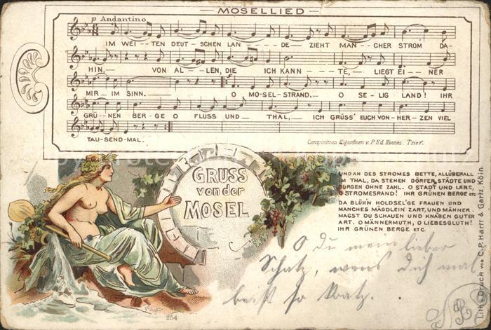Liederkarte Mosellied Litho