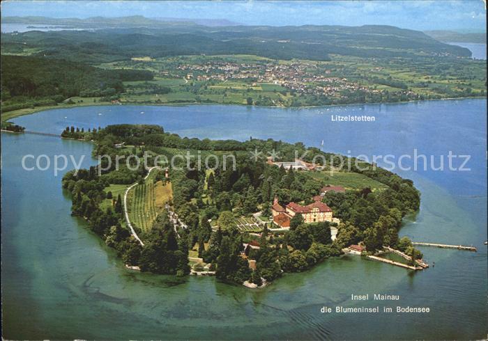 Insel Mainau Fliegeraufnahme Bodensee mit Litzelstetten