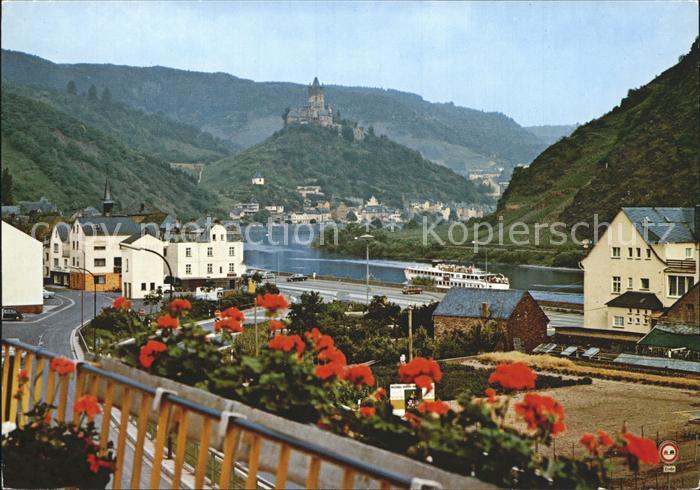 Cochem Mosel mit Burg Hotel-Cafe-Panorama