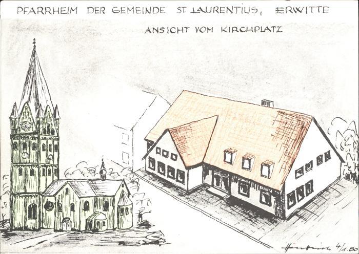 Erwitte Kuenstlerkarte Kirchplatz
